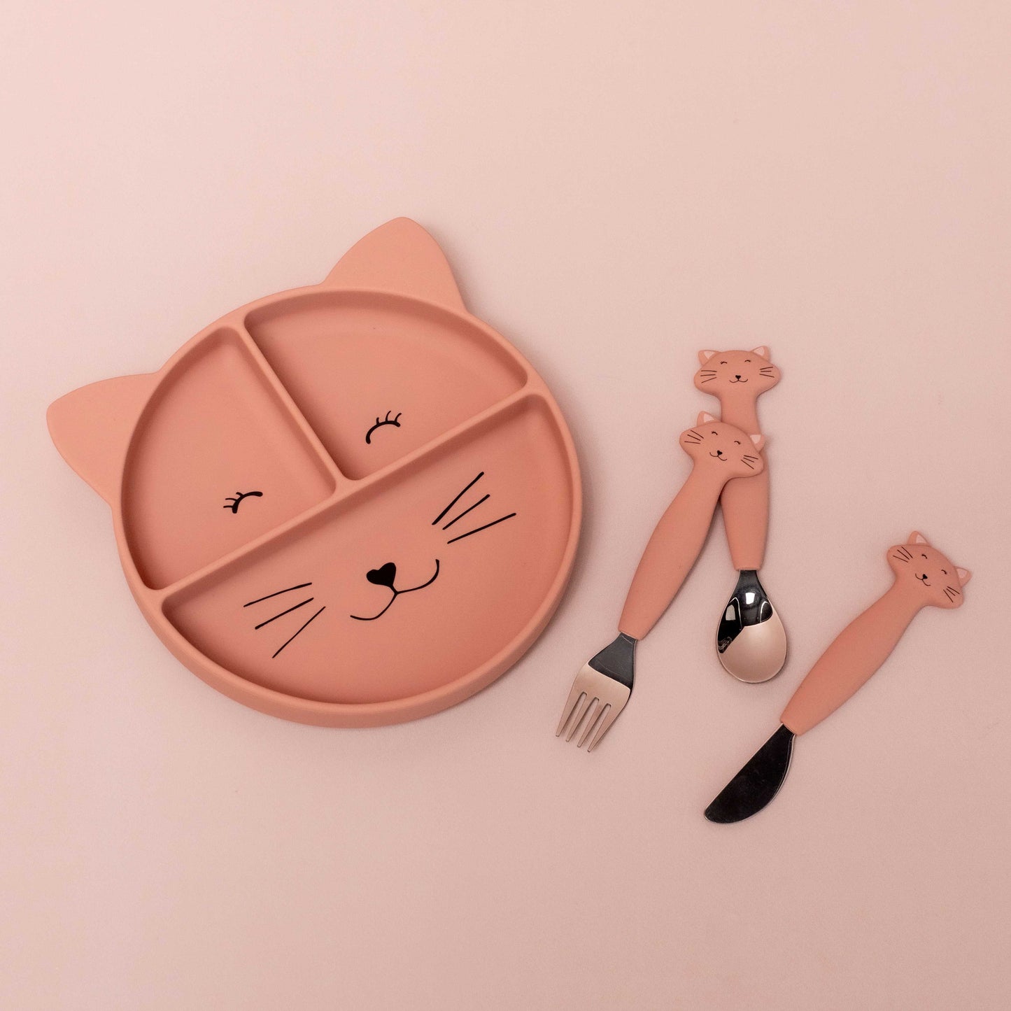 Trixie Kinderbesteck Set aus Silikon 3-teilig - Mrs. Cat