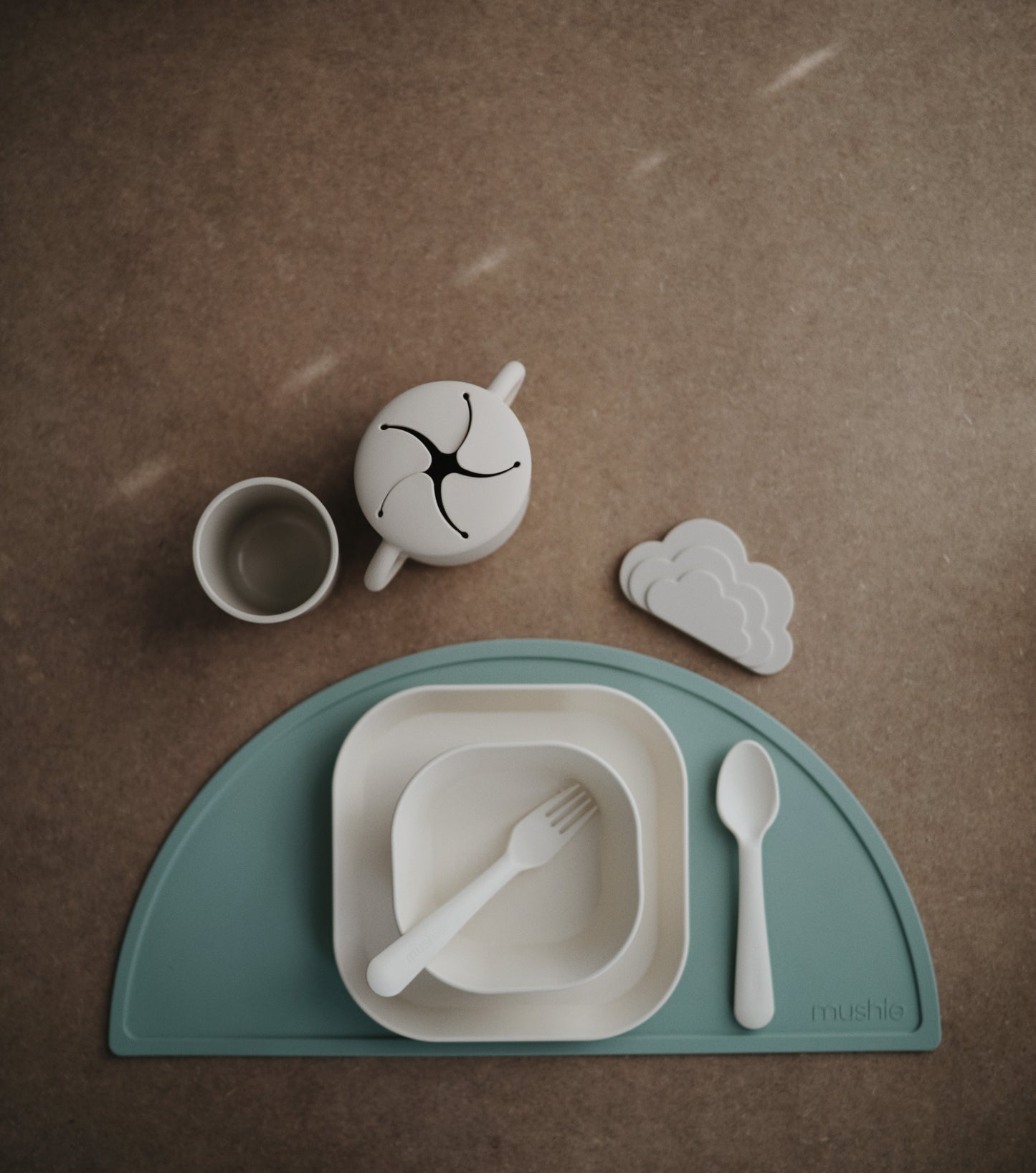 Mushie Kinderteller "Square Dinner Plate Ivory" 2er Set