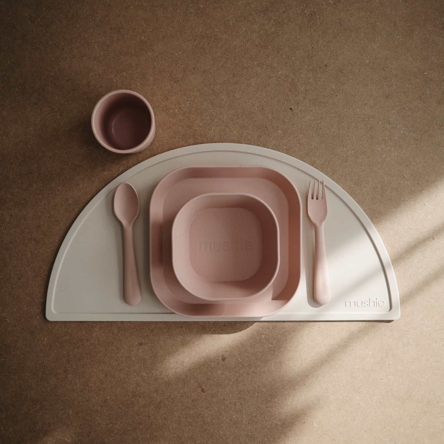 Mushie Kinderteller "Square Dinner Plate Blush" 2er Set