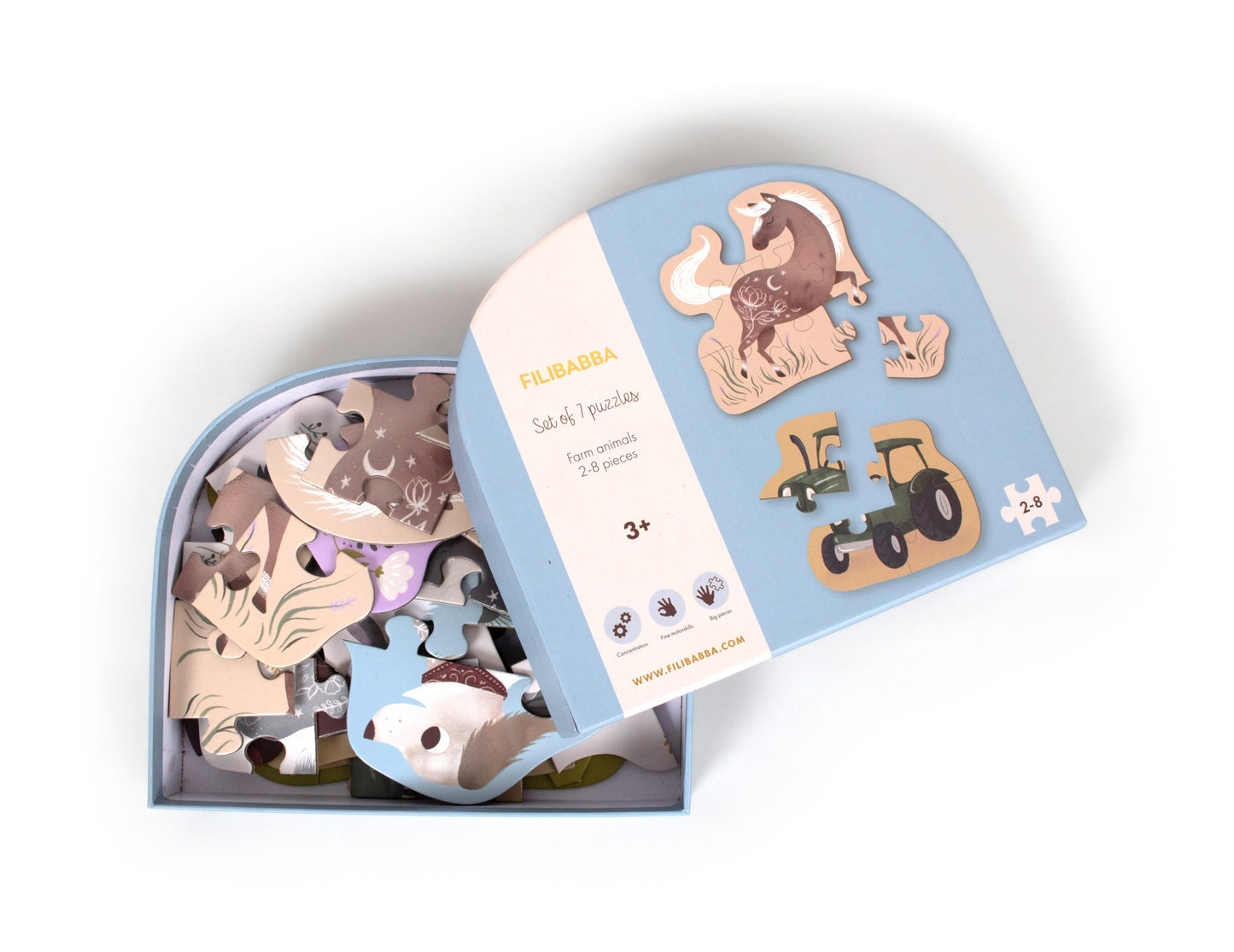 Filibabba Set mit 7 Puzzles - Bauernhoftiere