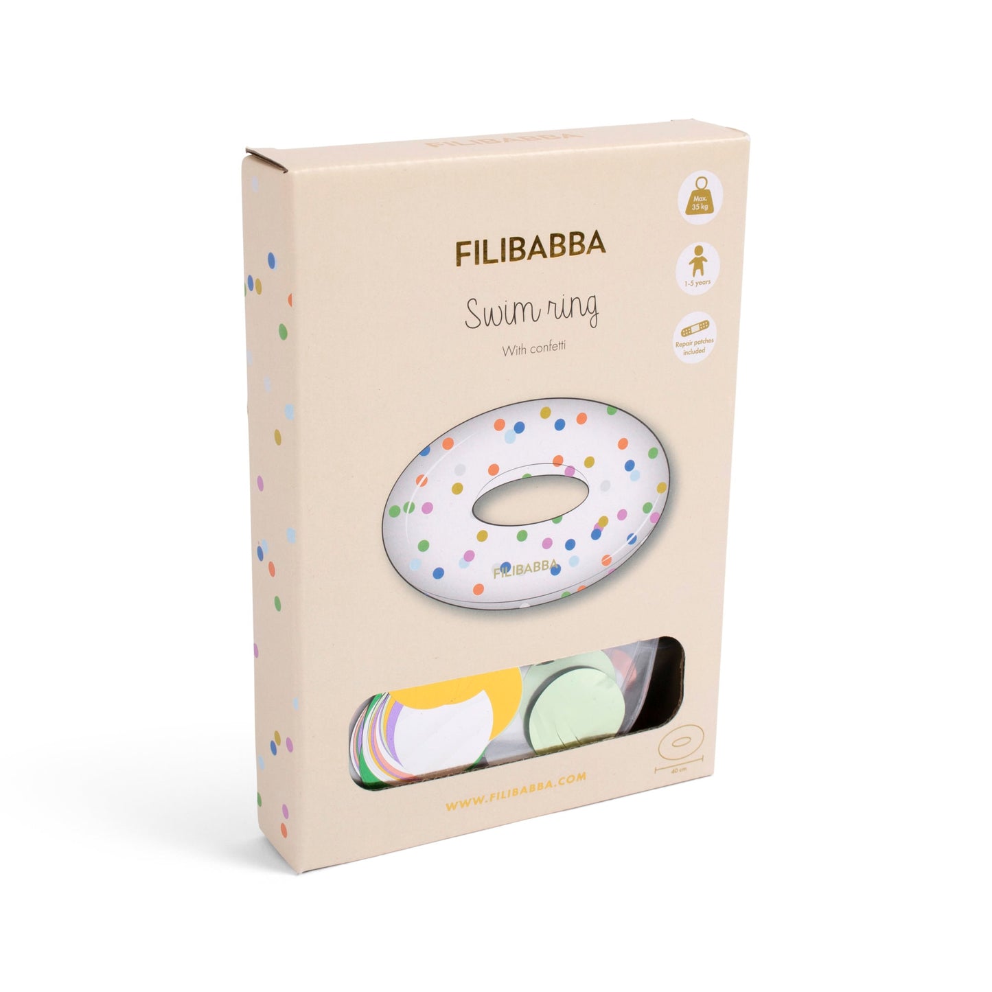 Filibabba - Schwimmring Alfie - Regenbogen Konfetti