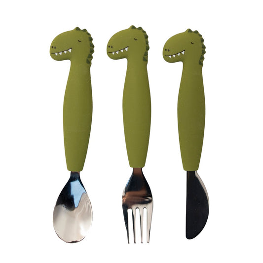 Trixie Kinderbesteck Set aus Silikon 3-teilig - Mr. Dino
