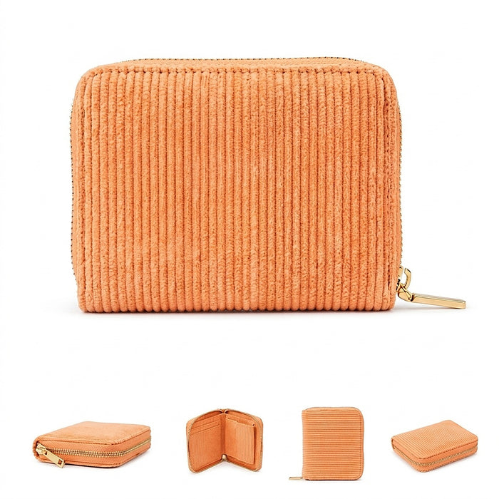 MILLYMILK® FONDO SMALL – Kleiner Cord Geldbeutel mit Reißverschluss MANDARINE