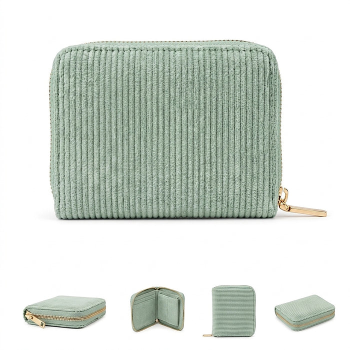 MILLYMILK® FONDO SMALL – Kleiner Cord Geldbeutel mit Reißverschluss MINT
