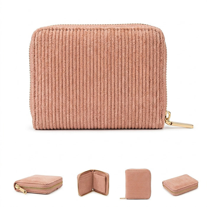 MILLYMILK® FONDO SMALL – Kleiner Cord Geldbeutel mit Reißverschluss PFIRSICH