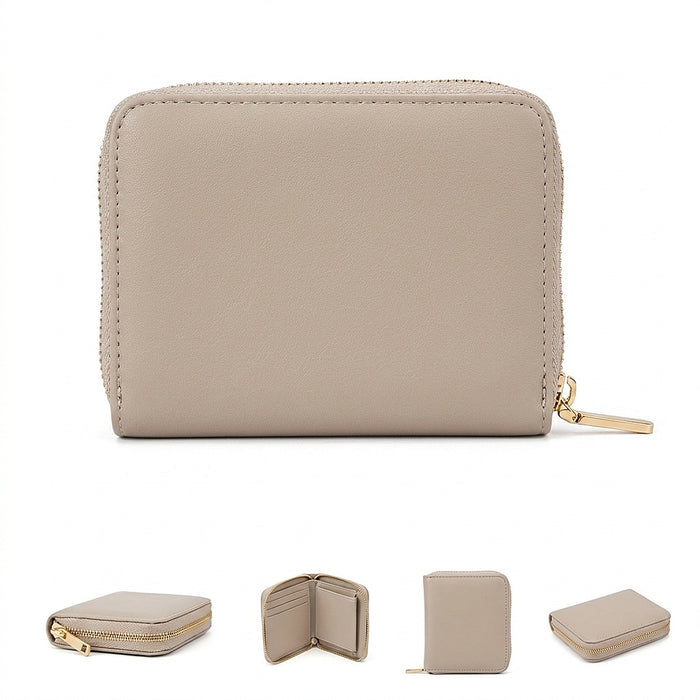 MILLYMILK® PURA SMALL - Kleine Damen-Geldbörse aus veganem Leder BEIGE