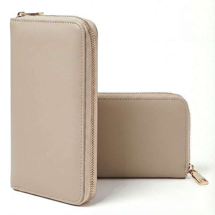 MILLYMILK® PURA LARGE - Große Damen-Geldbörse aus veganem Leder BEIGE