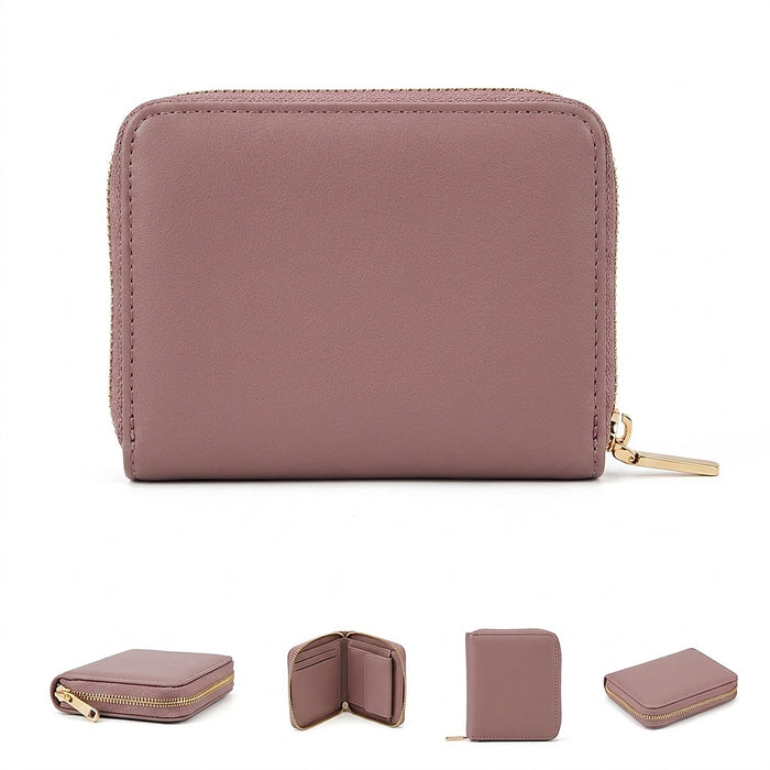 MILLYMILK® PURA SMALL - Kleine Damen-Geldbörse aus veganem Leder DUSTY ROSE