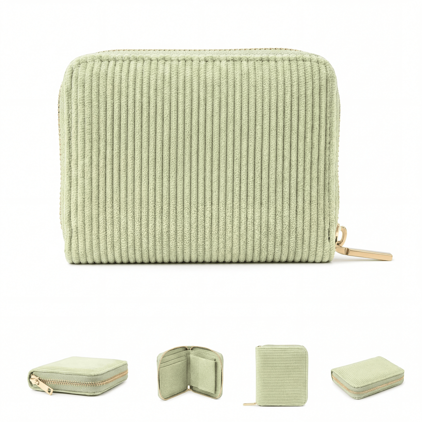 MillyMilk® Kord Geldbeutel Fondo – Formstabile Damenbörse aus Cord in Pastellfarben