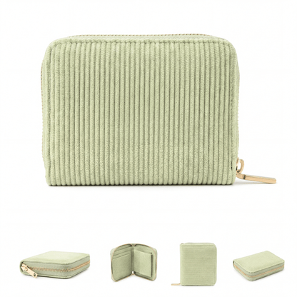 MillyMilk® Kord Geldbeutel Fondo – Formstabile Damenbörse aus Cord in Pastellfarben