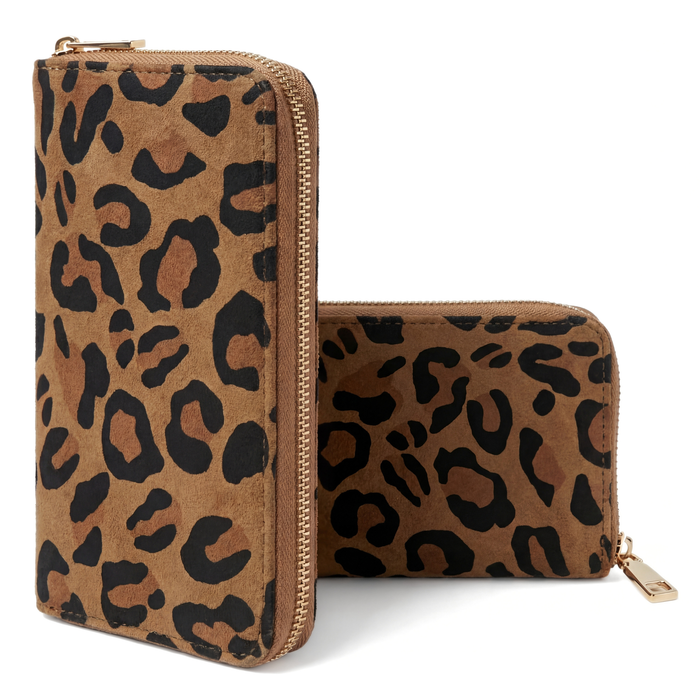 MILLYMILK® SAVANA LARGE – große Damen-Geldbörse im Leo-Design in Wildlederoptik