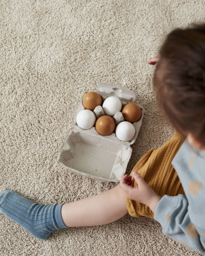 Kids Concept - Eierkarton mit 6 Holzeiern natur ab 3 Jahren