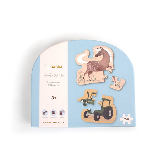Filibabba Set mit 7 Puzzles - Bauernhoftiere