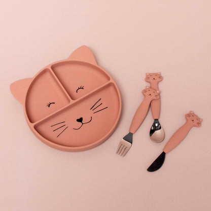 Trixie Kinderbesteck Set aus Silikon 3-teilig - Mrs. Cat