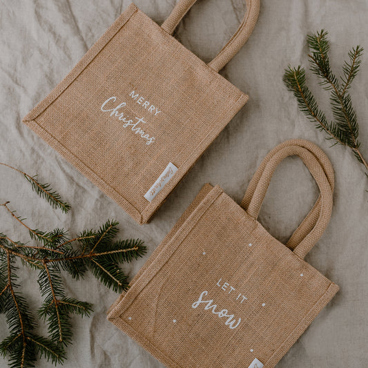 Mini Jute Shopper "Christmas" im 2er Set