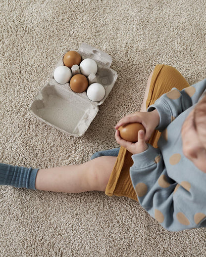 Kids Concept - Eierkarton mit 6 Holzeiern natur ab 3 Jahren
