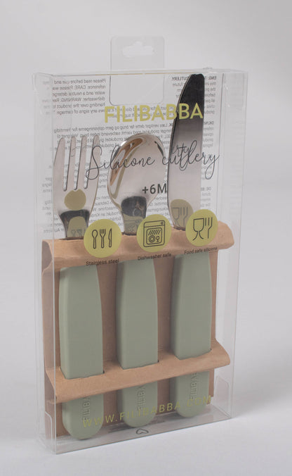 Filibabba Silikonbesteckset - Green