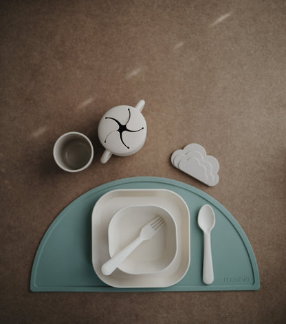 Mushie Kinderteller "Square Dinner Plate Ivory" 2er Set