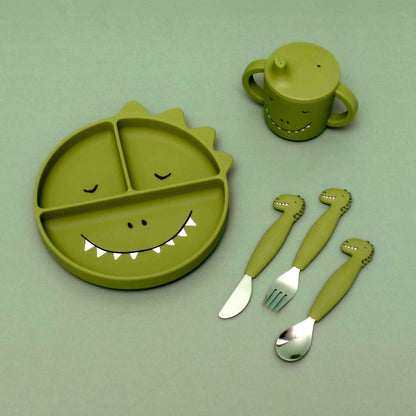 Trixie Kinderbesteck Set aus Silikon 3-teilig - Mr. Dino