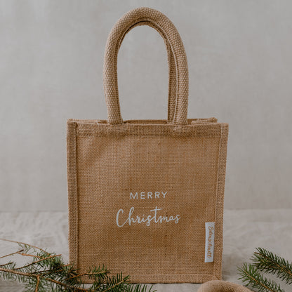 Mini Jute Shopper "Christmas" im 2er Set