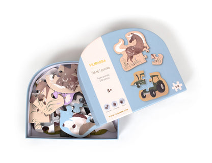 Filibabba Set mit 7 Puzzles - Bauernhoftiere