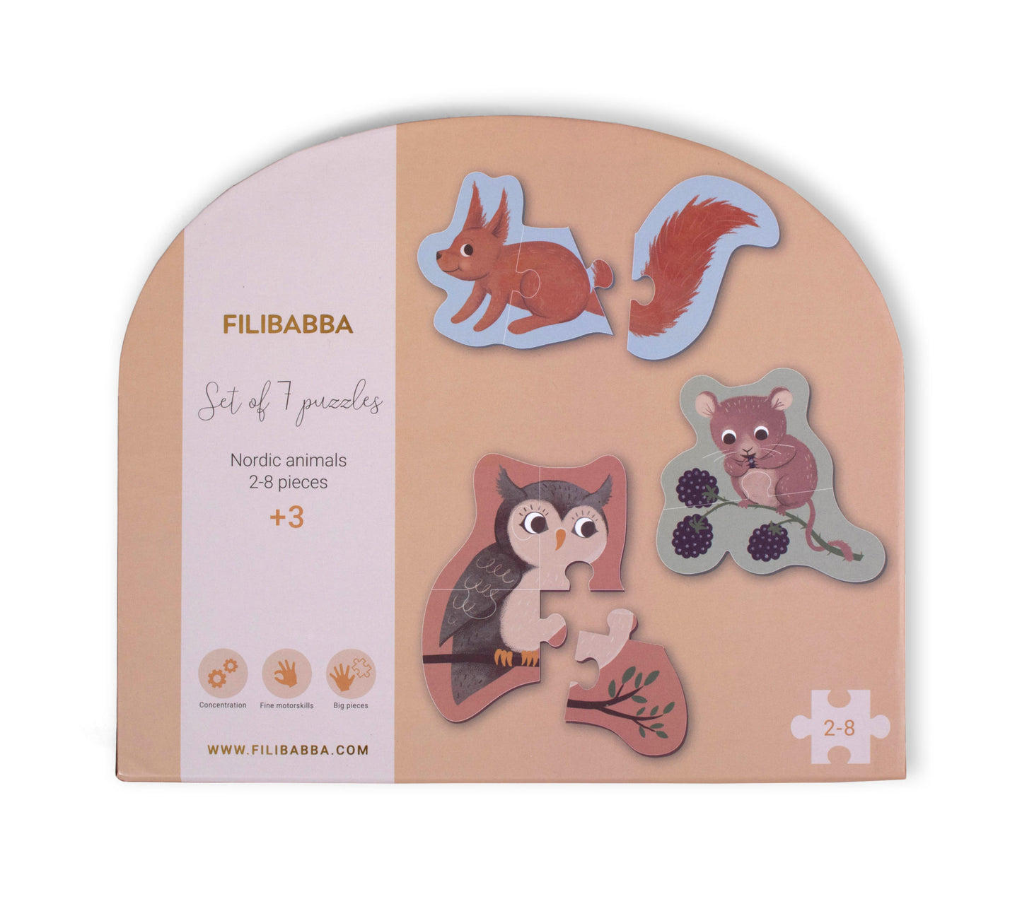 Filibabba Set mit 7 Puzzles - "Nordische Tierwelt"