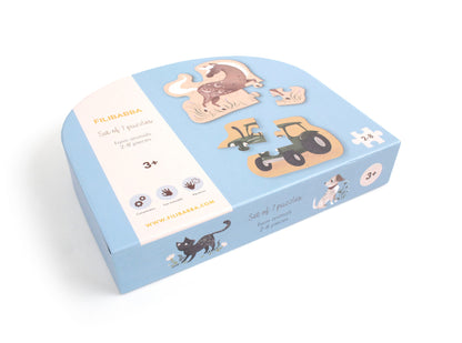 Filibabba Set mit 7 Puzzles - Bauernhoftiere