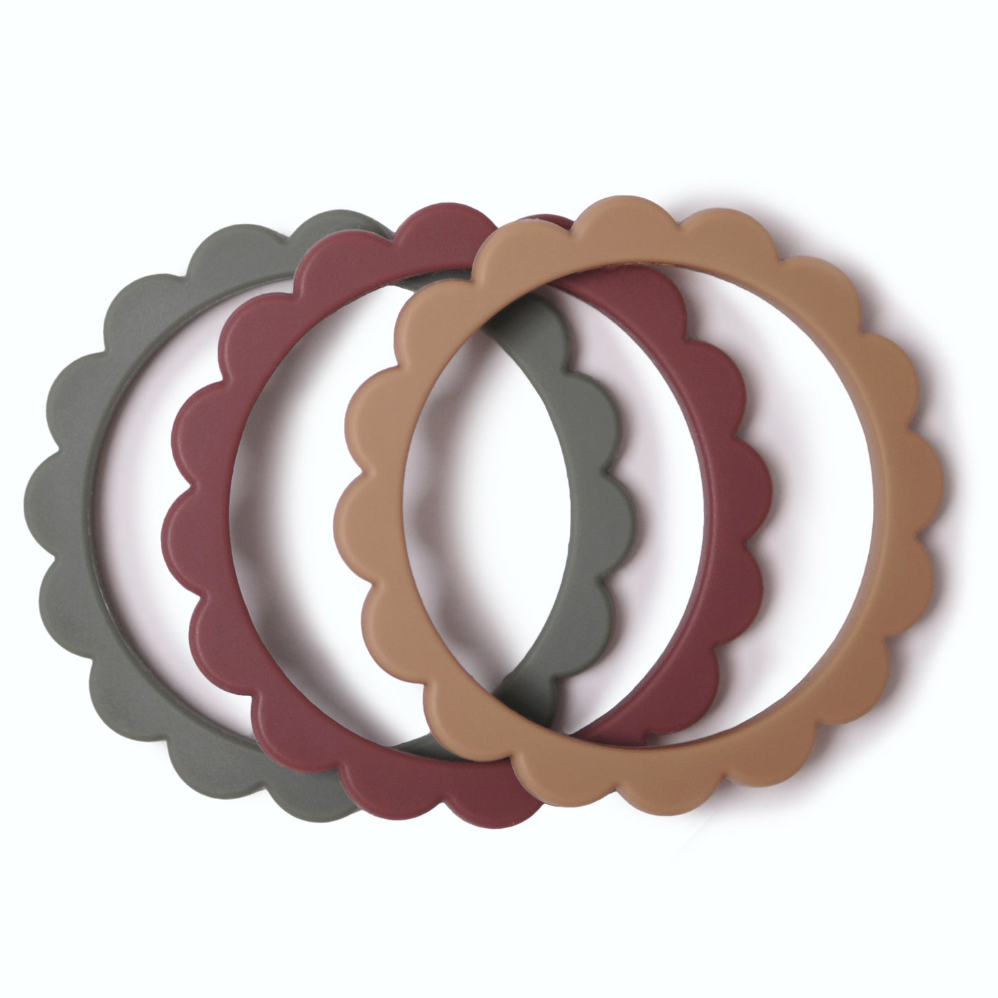 Mushie Beißring & Armband "Flower Berry / Dried Thyme / Natural" 3er Set