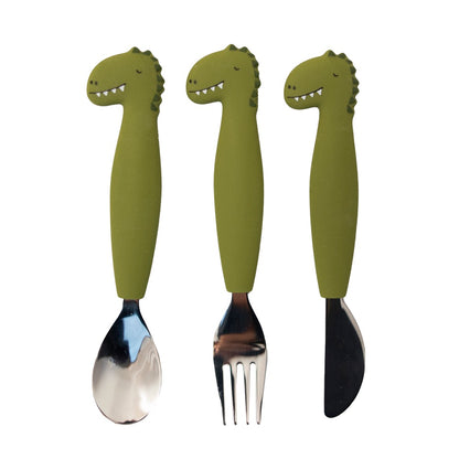 Trixie Kinderbesteck Set aus Silikon 3-teilig - Mr. Dino