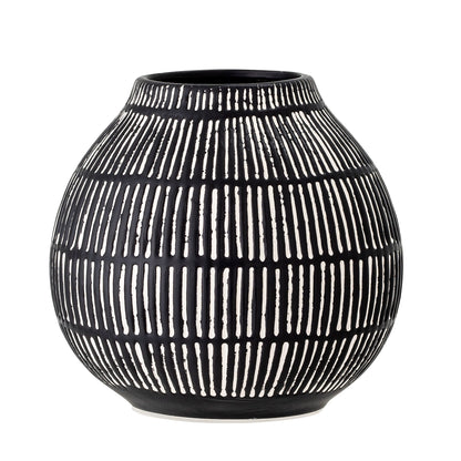 Bloomingville - Elveda Deco Vase, Black, Stoneware