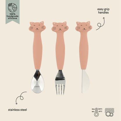 Trixie Kinderbesteck Set aus Silikon 3-teilig - Mrs. Cat