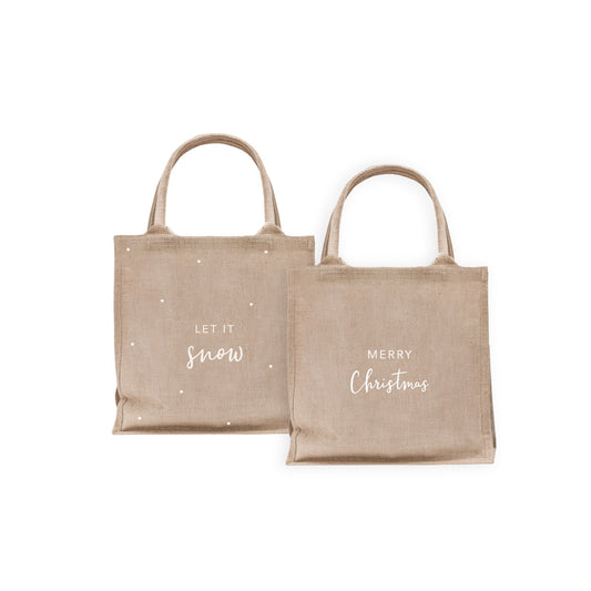 Mini Jute Shopper "Christmas" im 2er Set