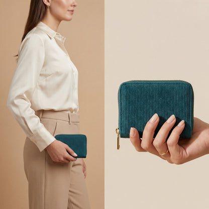 MillyMilk® Kord Geldbeutel Fondo – Formstabile Damenbörse aus Cord in Pastellfarben