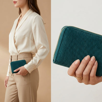 MillyMilk® Kord Geldbeutel Fondo – Formstabile Damenbörse aus Cord in Pastellfarben