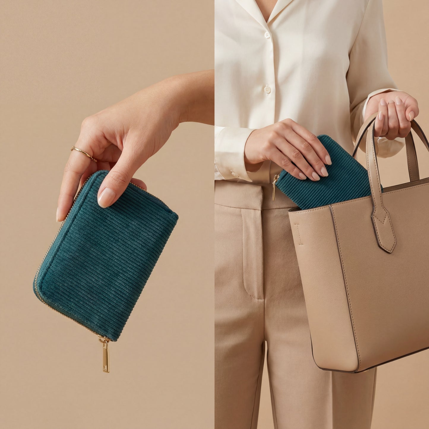 MillyMilk® Kord Geldbeutel Fondo – Formstabile Damenbörse aus Cord in Pastellfarben