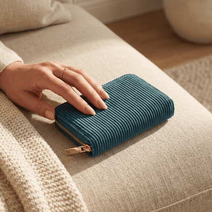 MillyMilk® Kord Geldbeutel Fondo – Formstabile Damenbörse aus Cord in Pastellfarben