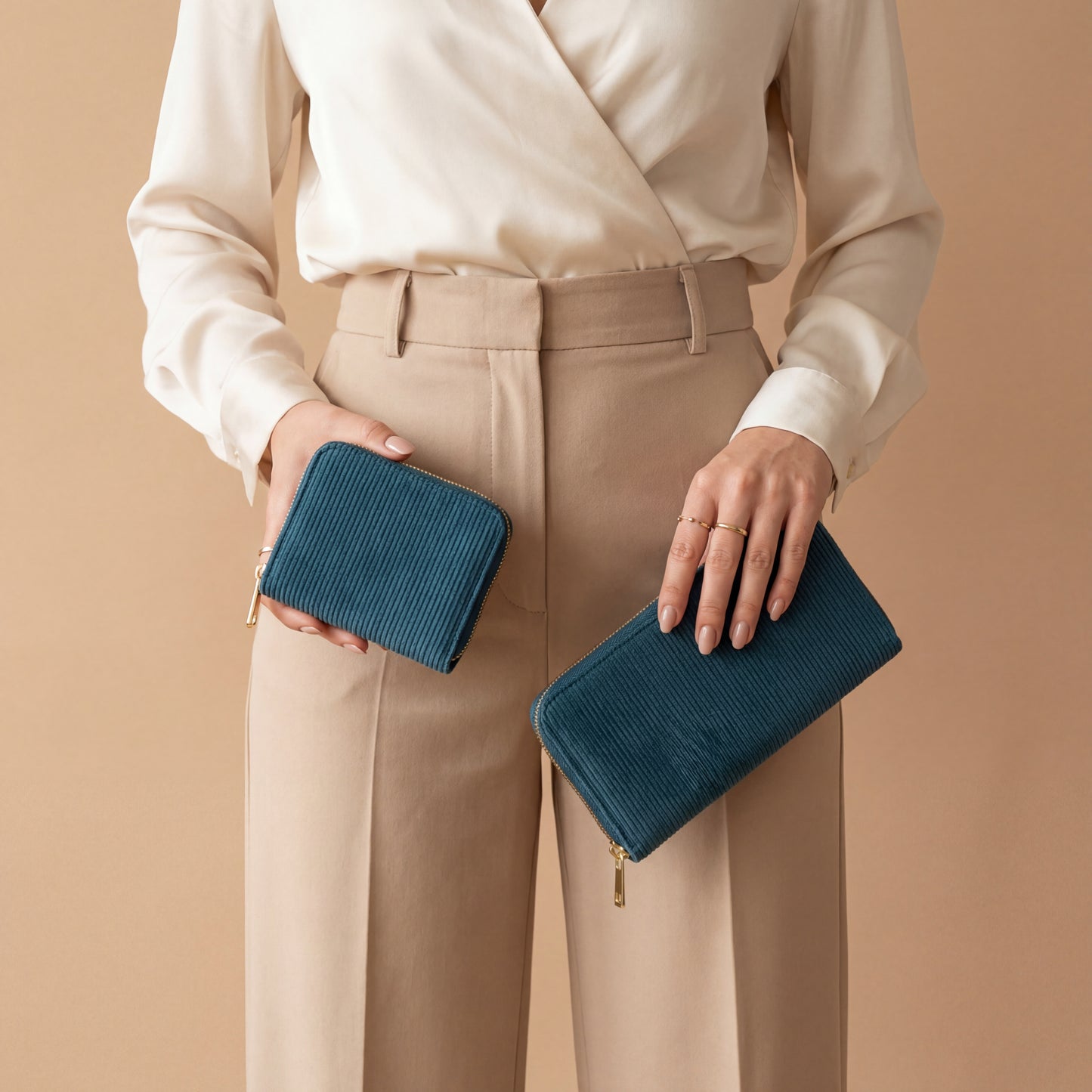 MillyMilk® Kord Geldbeutel Fondo – Formstabile Damenbörse aus Cord in Pastellfarben