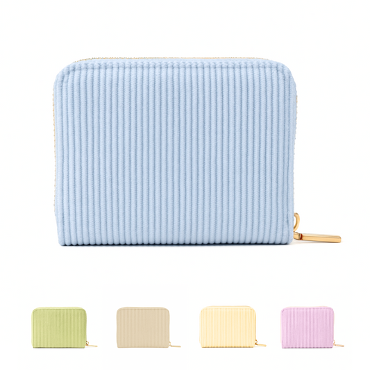 MillyMilk® Kord Geldbeutel Fondo – Formstabile Damenbörse aus Cord in Pastellfarben