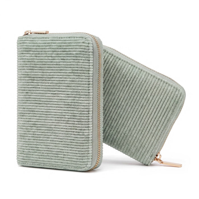 MILLYMILK® FONDO MEDIUM – Mittelgroßer Cord Geldbeutel mit Reißverschluss MINT