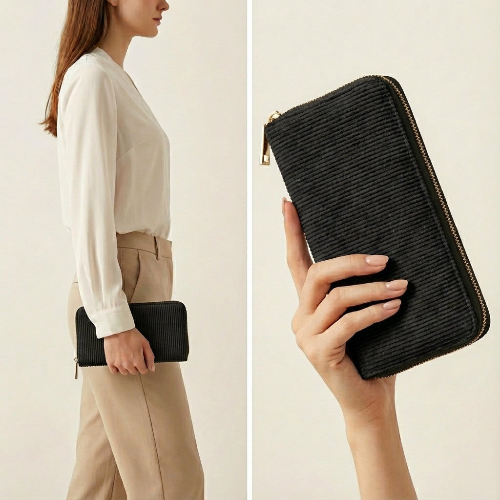 MillyMilk® FONDO LARGE – Großer Cord Geldbeutel mit Reißverschluss