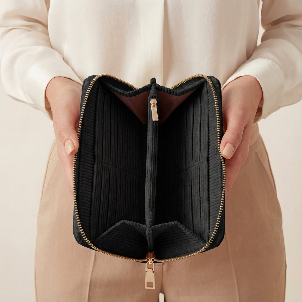 MillyMilk® FONDO LARGE – Großer Cord Geldbeutel mit Reißverschluss