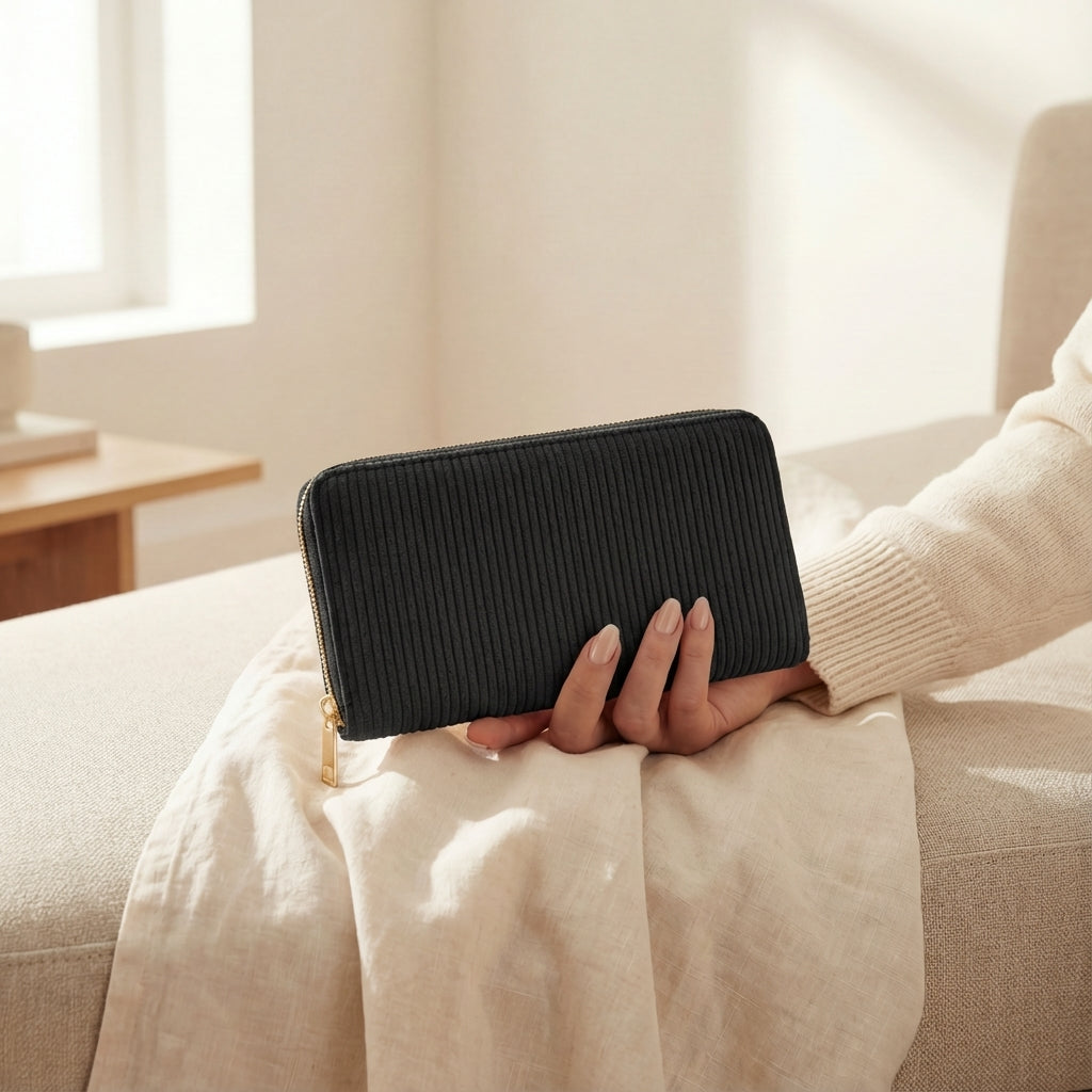 MillyMilk® FONDO LARGE – Großer Cord Geldbeutel mit Reißverschluss