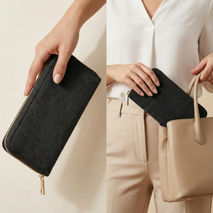 MillyMilk® FONDO LARGE – Großer Cord Geldbeutel mit Reißverschluss